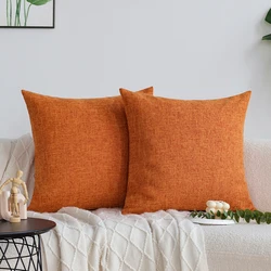 Orange Soft Cushion Cover Linen Pillowcase Home Decorative Solid Color Sofa Multi-size Customizable Pillow Cover for All Seasons