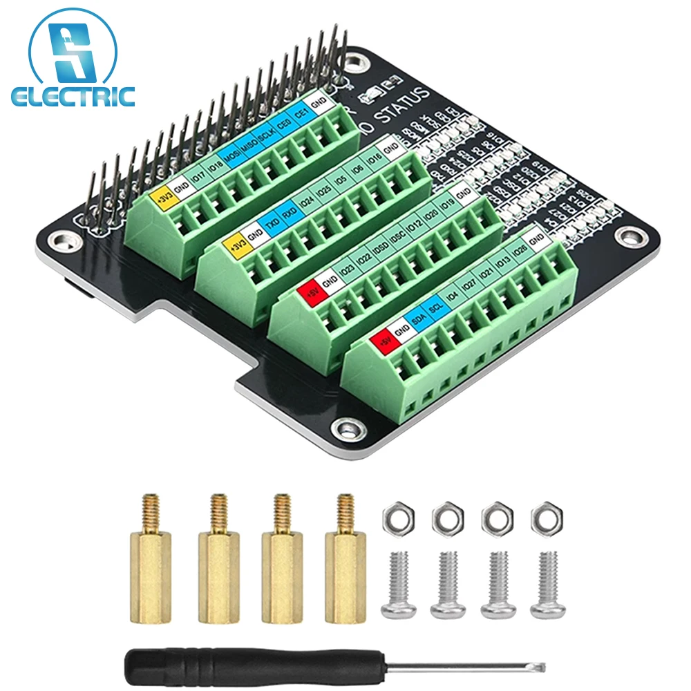 

GPIO Shield for RPI 3B/3B+/4B/ZERO Terminal Interface Module 40Pin with LED Indicators Reusable GPIO