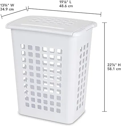 Rectangular Laundry Basket Hamper Plastic for Closet, Dorm, Laundry Room, Bedroom, Nestable, White, 1/2/3/4/6/8/12/16 Pack