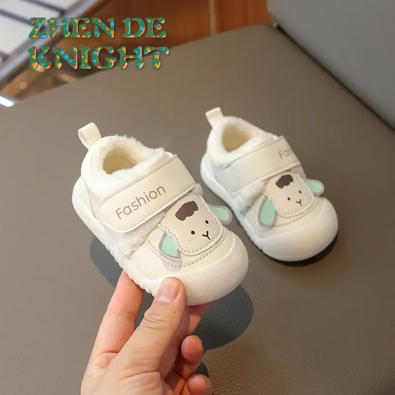 New 2024 Winter Thick Fur Children Ankle Boots Baby Boys Girls Flat Non-slip Warm Cotton Shoes Kids Snow Boots