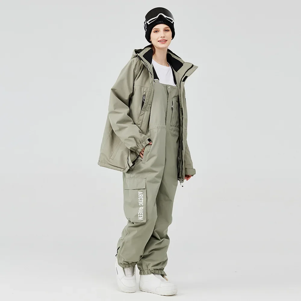 2024 terno de esqui de luxo para homens mulheres à prova de vento à prova dwindproof água esqui e snowboard jaqueta cinta calças conjunto feminino trajes de neve wear