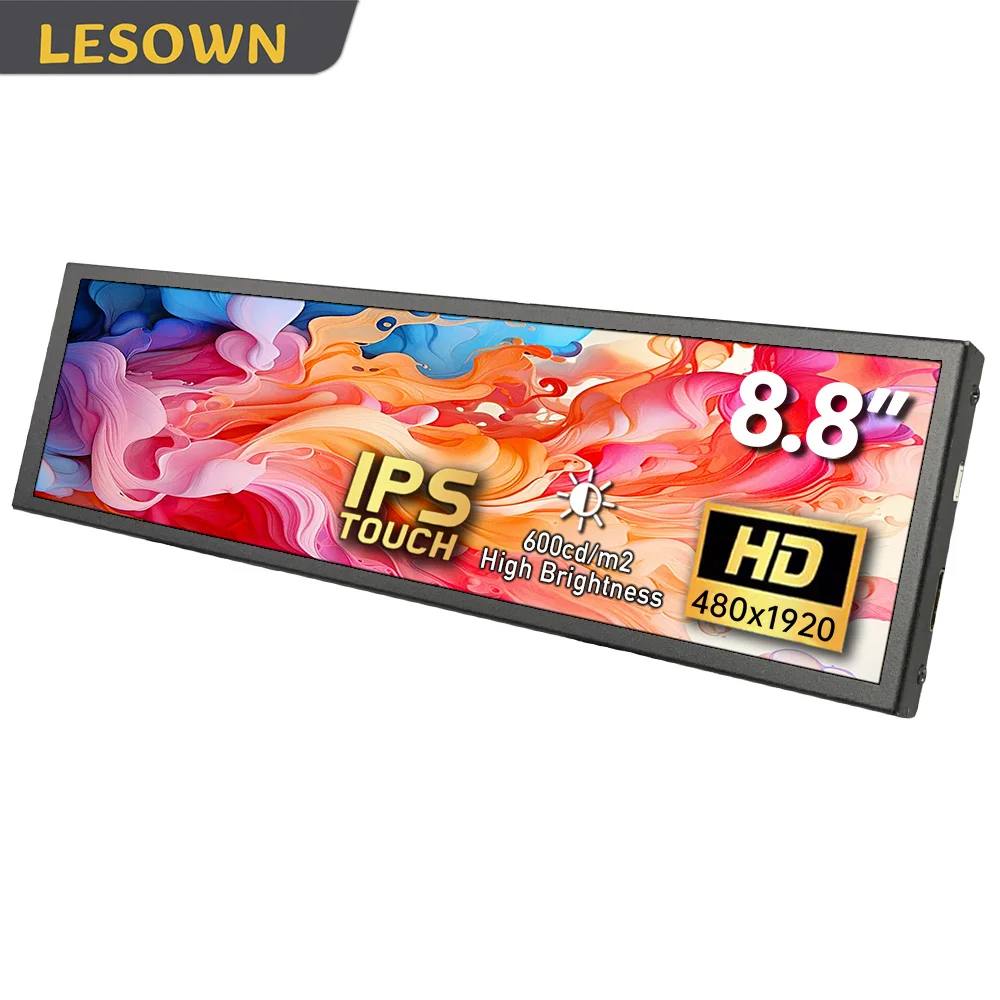 

LESOWN 8.8inch AIDA64 Sensor Panel 480x1920 IPS Bar Screen Touch/No Touch for Raspberry Pi PC Secondary Display Portable Monitor