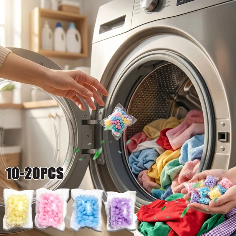 10-20PCS Laundry Scent Beads Long Lasting Fragrance Booster Water Soluble Softener Fabric Protector Anti Static Sachet