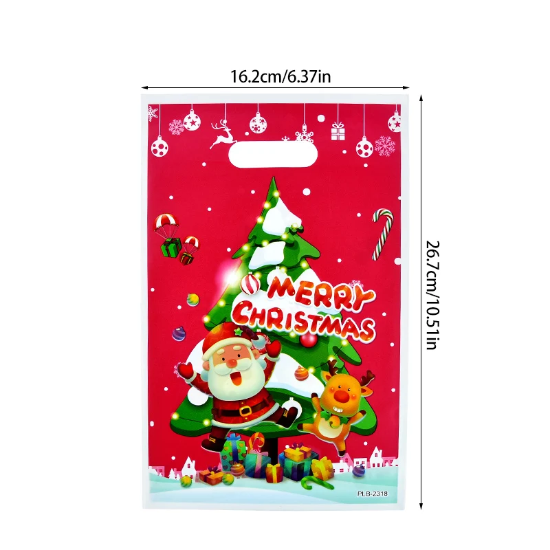 10szt Wesołych Świąt Candy Gift Bags Santa Elk Cookies Biscuit Packaging Handle Bag Christmas Decoration For Home Xmas New Year