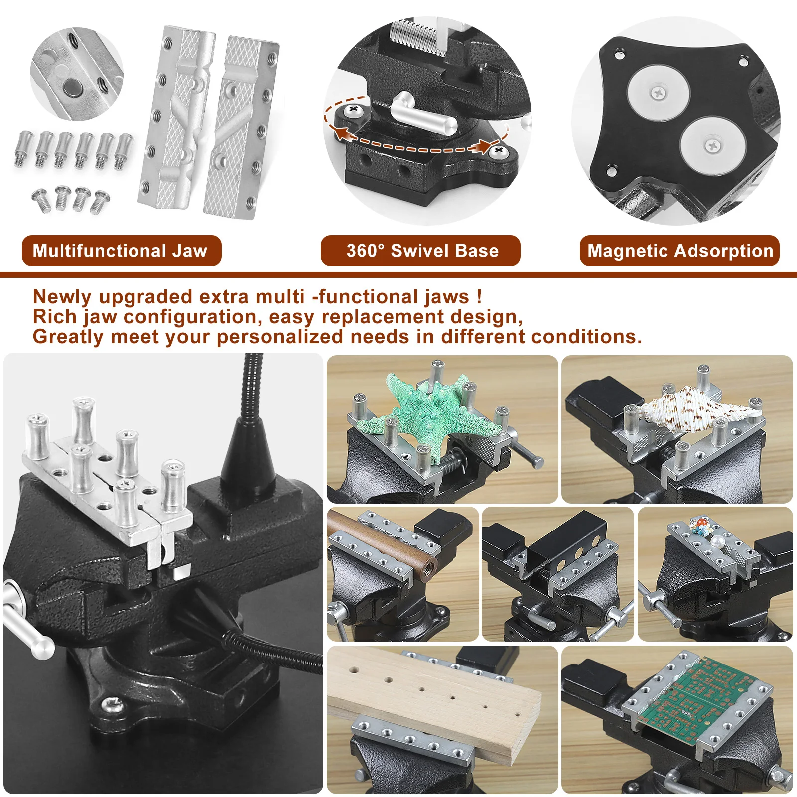 NEWACALOX Magnetic Helping Hands Soldering Third Hand PCB Circuit Board Holder with 5X LED Magnifying Lamp 360 Heat Gun Holder