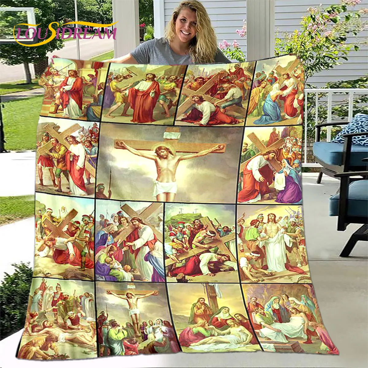 Jesus Virgin Mary Blanket,Flannel Blanket Throw Blanket,Sherpa Warm Blanket for Living Room Bedroom Beds Sofa Couch Gifts