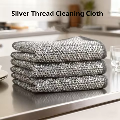 20-Pack Steel Wire Cleaning Cloths for Home, Kitchen, Living Room, Super Strong Stain Removal, Easy to Clean, Restaurant Cleaning Rags, Multi-Purpose Practical Cleaning Towels