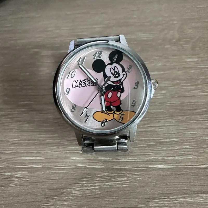 Disney Mickey Mouse Minnie Kids Student Cartoon Watch Aolly Steel Quartz Watches Clock for Boys Girls Gift