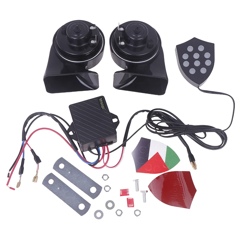 

Универсальный электронный звуковой сигнал 12 В, 10 звуковых музыкальных контроллеров, регулятор, монитор, улитка, трубы, электрическая сирена, автомобильные аксессуары