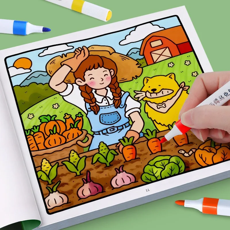 

24 Pages Coloring Book Creative DIY Entertainment Illustrations Hand Drawn Cartoon Animal Princess Art children's Drawing Book