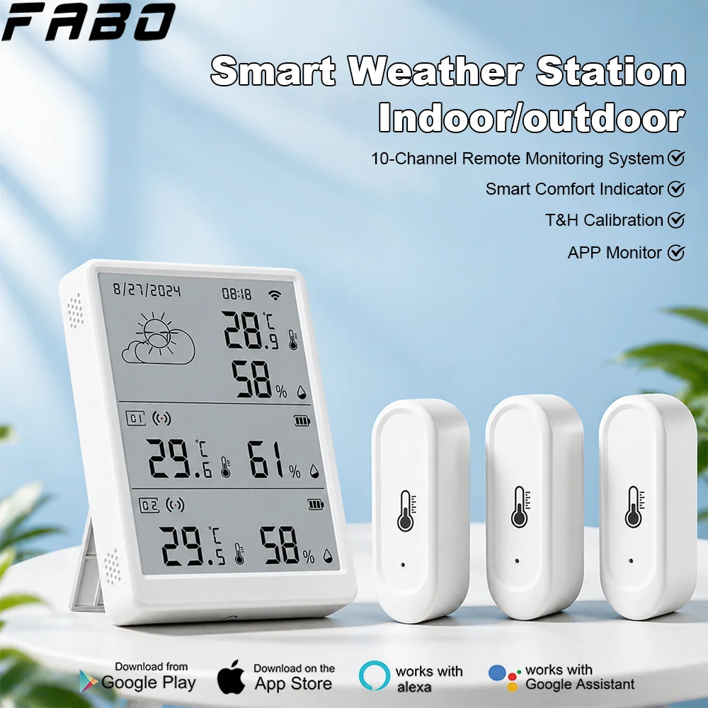 Kit de Módulo de Monitoreo Climático Electrónico WiFi Tuya, Gateway WiFi y Termohigrómetro Exterior IP65 Resistente al Agua de 433mhz con Alerta por Aplicación