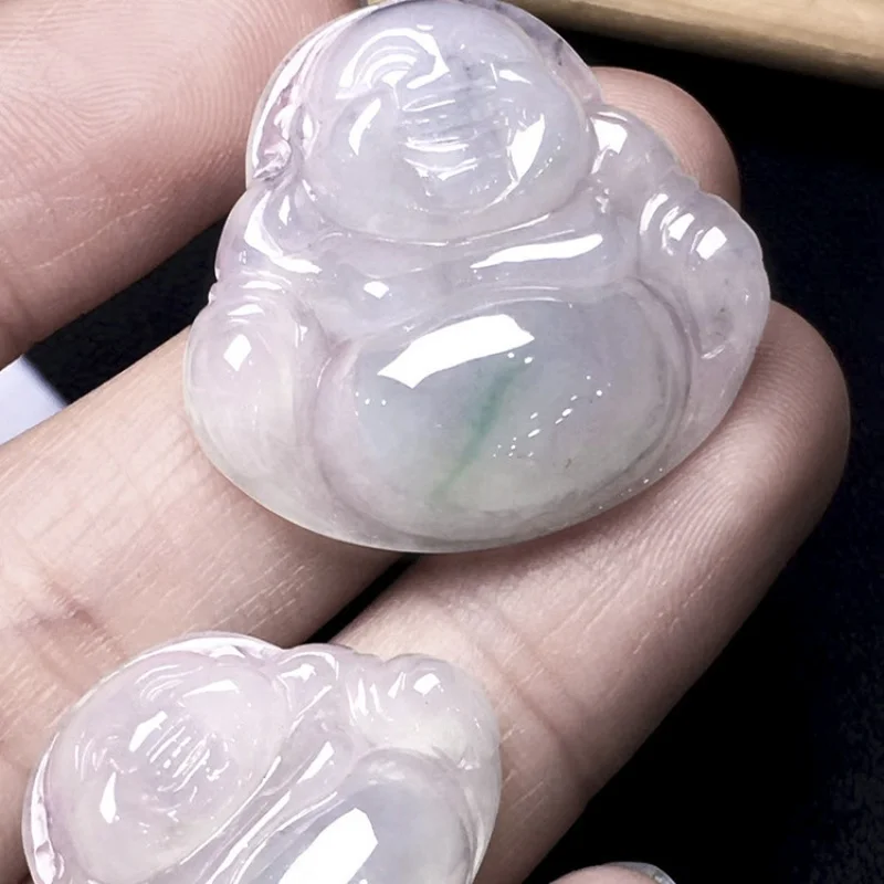 Natural a-Level Ice Glutinous Smiling Buddha Jade Pendant