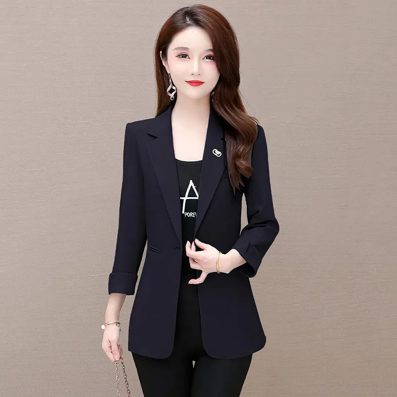 

Black Suit Women's Coat Spring Autumn 2023 New Fashion Korean Long Sleeve Blazers Women Jacket Casual Ladies Blazer Tops E389