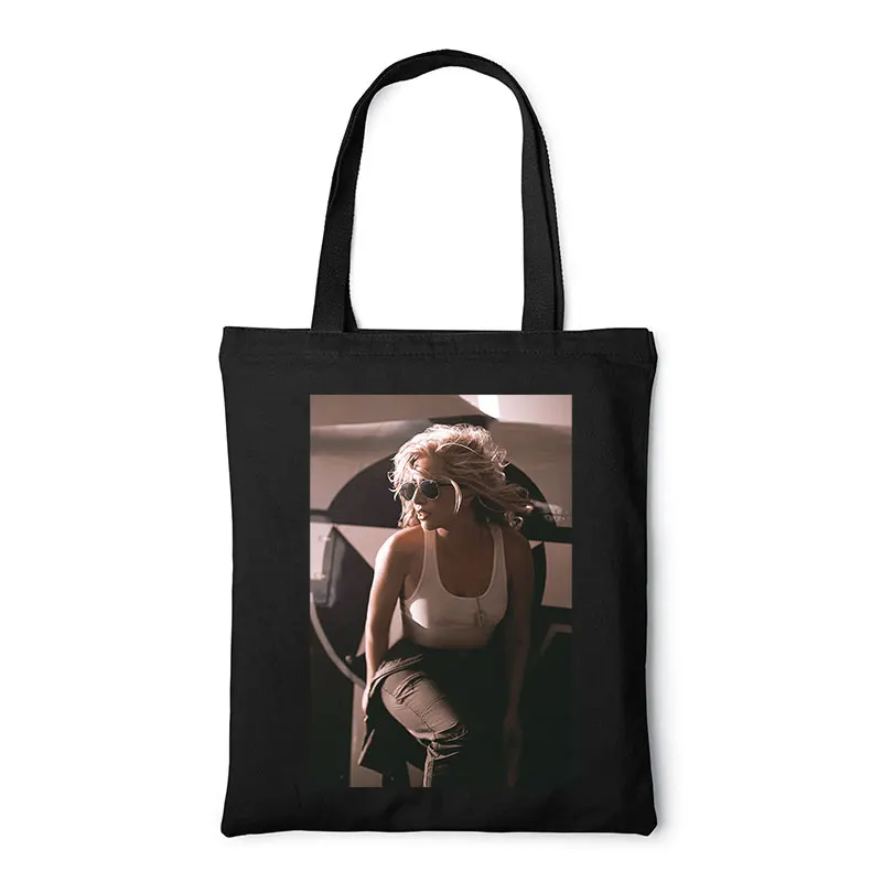 Singer Lady Gaga Canvas Shoulder Bags Eco Bag for Women Women's Handbags Totebag Fashion Funny Woven Tote Shopper Shopping Cloth