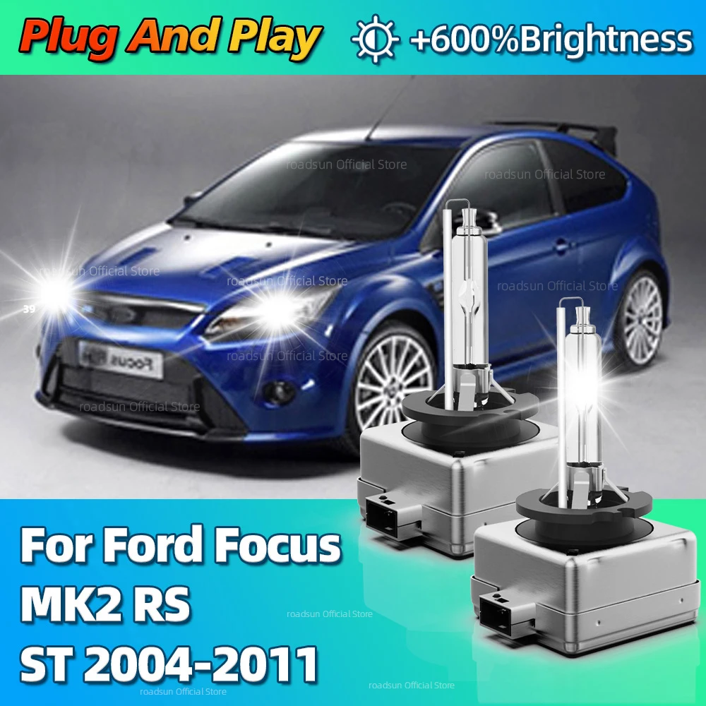 Автомобильные HID ксеноновые лампы фар 35 Вт 6000 К фары для Ford Focus MK2 RS ST 2004 2005 2006 2007 2008 2009 2010 2011 с более длительным сроком службы