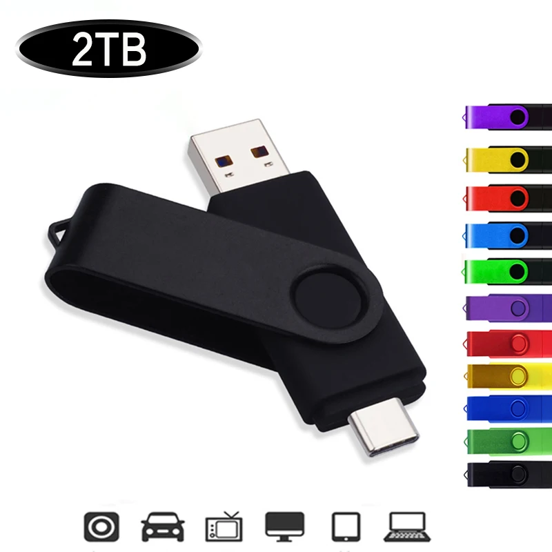 NEW usb flash drive 1TB  pen drive 2TB  in 1 pendrive 3.0флешка metal disk memoria cel usb stick gift for phone/Car/TV free logo