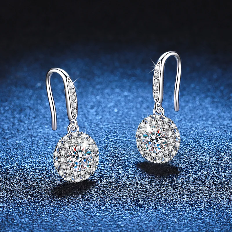 D Color Moissanite Earrings Bright Stars Micro-encrusted Earrings Moissanite Earrings Earrings Women's Platinum PT950 Mark