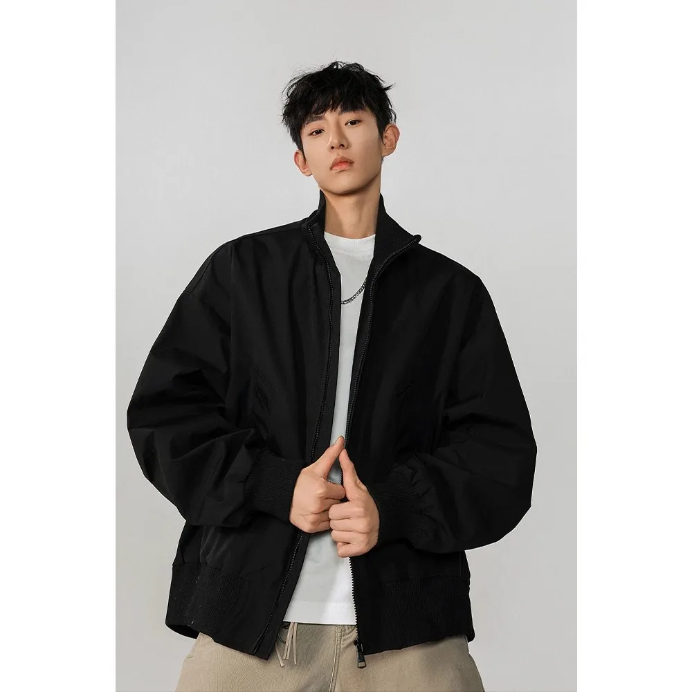 سترة مدرب الطيران للرجال للربيع والخريف سميكة سترة أمريكية كلاسيكية ملابس عمل قصيرة زي بيسبول عصري