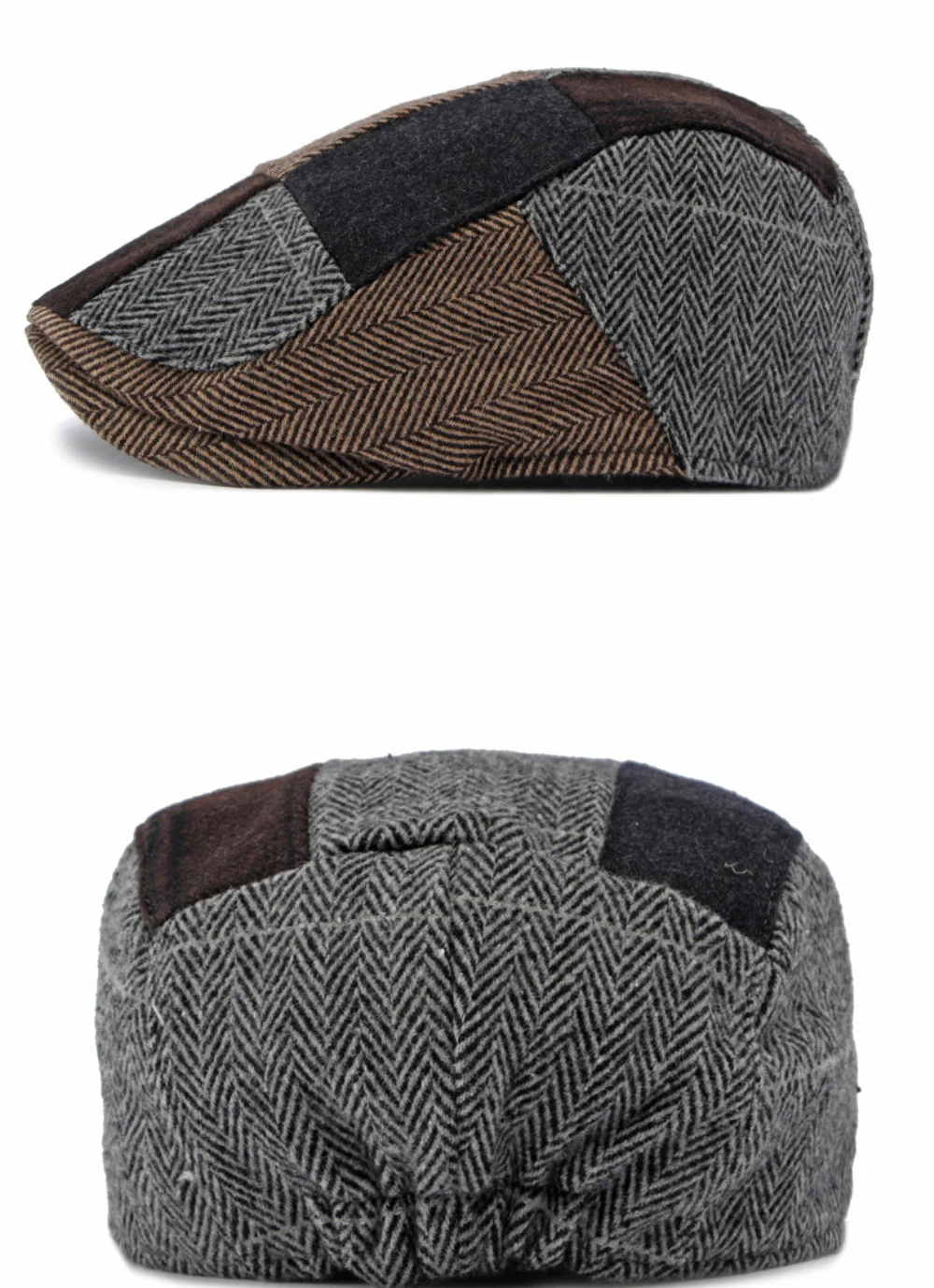 HT5157 Herren- und Damen-Baskenmütze, Retro-Patchwork-Künstlermütze, karierte Ivy-Flatcap, 2026 neue Herbst-Winter-Wollmütze – Detail 13