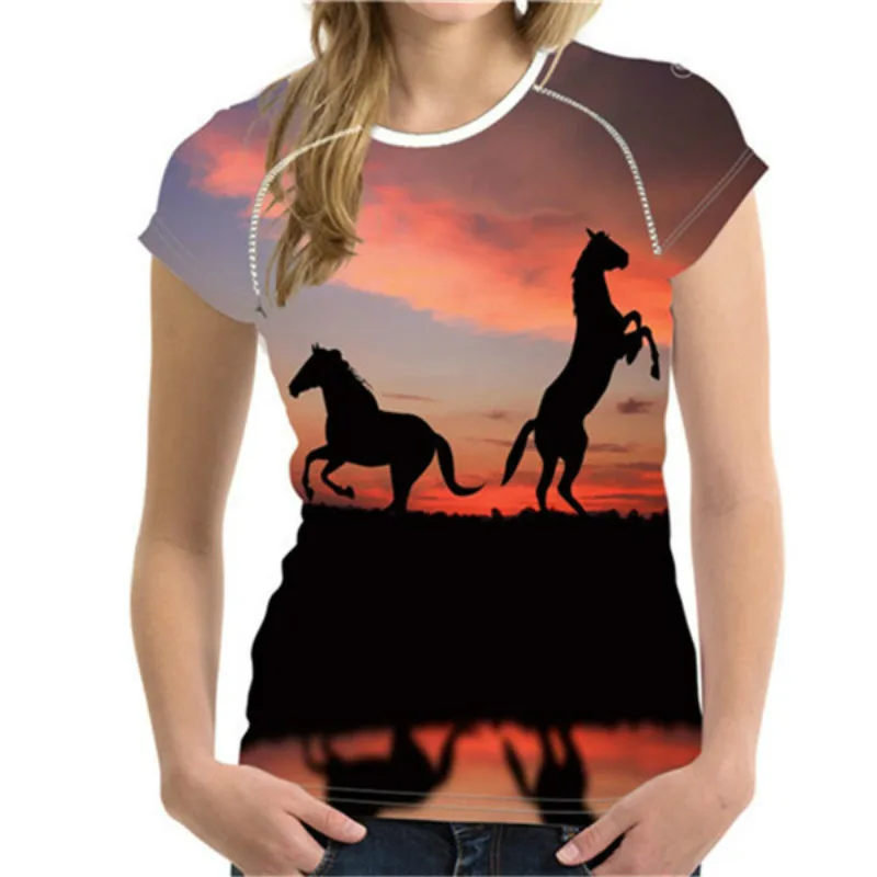 Handsome Horse T-Shirt Men's Women's Animal 3D Printing Harajuku Casual Tops O Neck Short Sleeves Comfortable Oversized Clothing