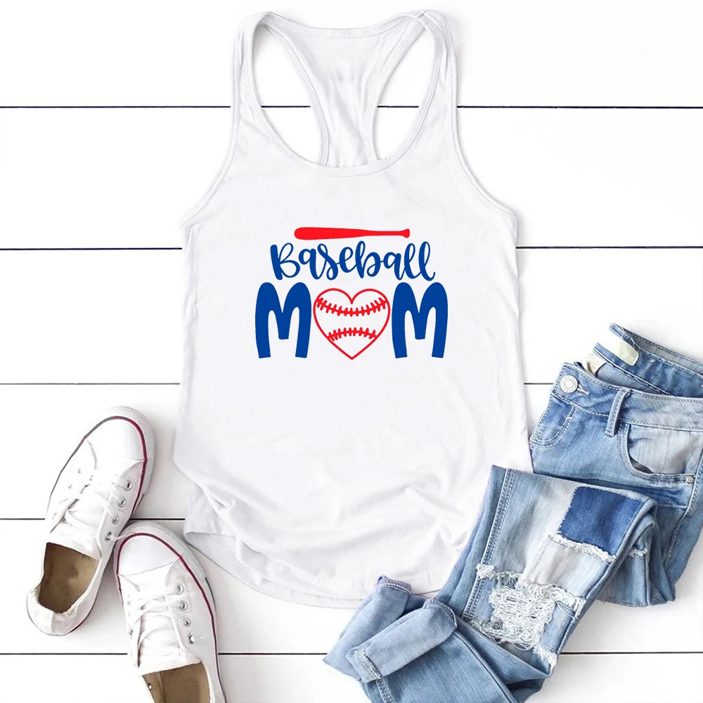 Seeyoushy Baseball MOM Printed Summer Fashion Blazer Casual Loose Women's Camisole Harajuku 90s Vintage Sleeveless O-neck Tshirt