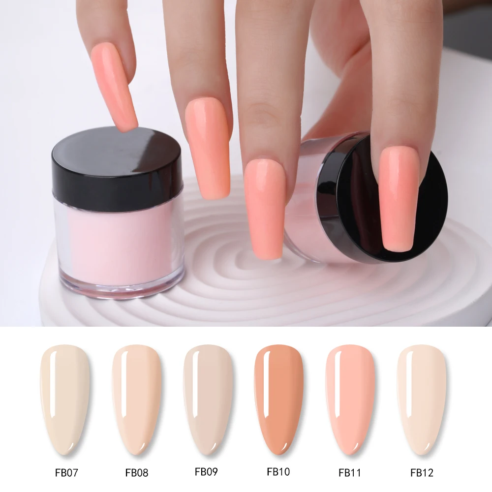 HNDO 12 Color Nude Pink Clear Dipping Acrylic Powder Nail Art Decoration for Professional Manicure Carving Design Pigment Dust