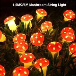 1PC Led Mushroom String Light Battery Operated Red Mushroom Fairy Lamp For Indoor Home Kitchen Christmas Decoration