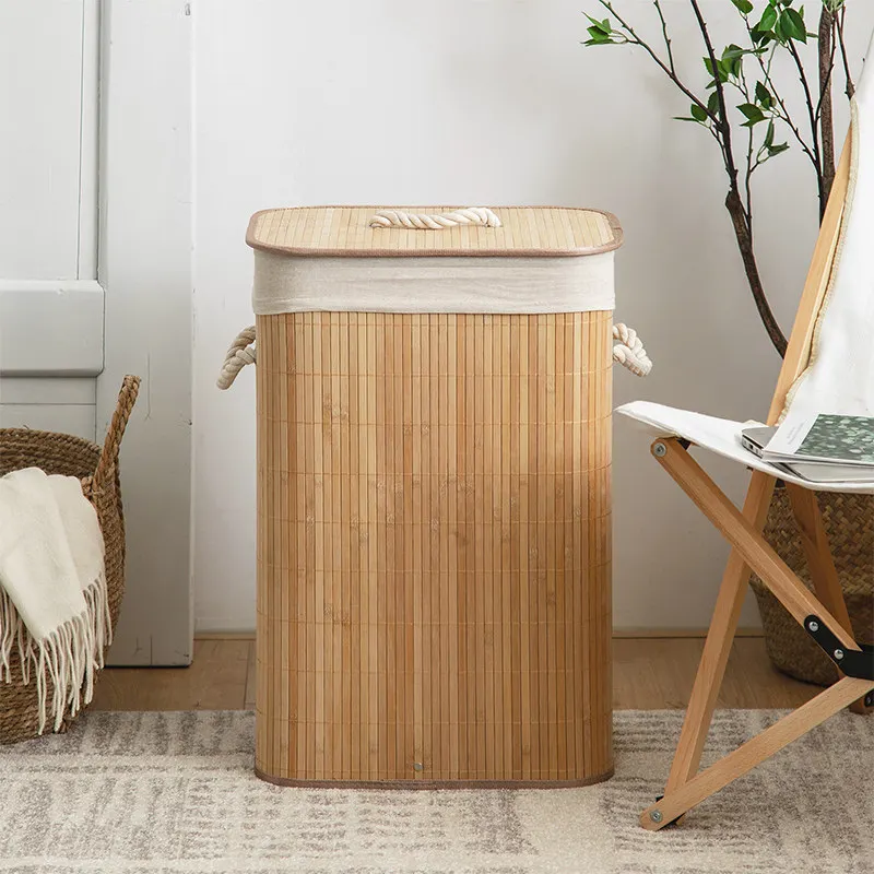 Bamboo woven clothes Household clothes storage Dirty clothes basket Shelf storage frame Rattan laundry basket