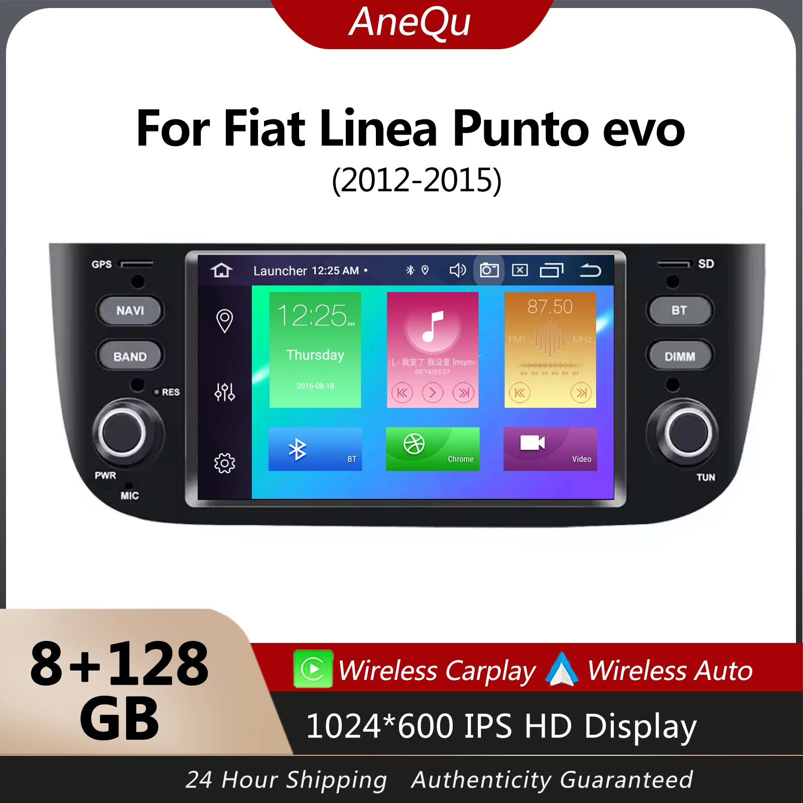 

AneQu Android Car Radio for Fiat Linea Punto evo 2012-2015 Car Multimedia Player GPS Navigation Head Unit Stereo Audio Player