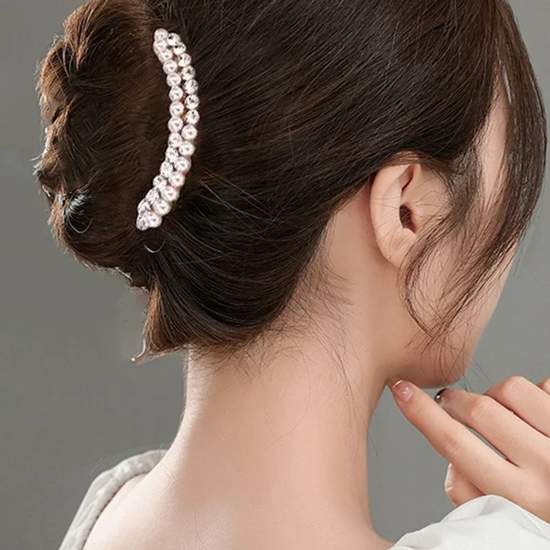 Elegant Zircon Hair Combs Women Luxury Pearl Crystal Hairpin Clips Rhinestone Wedding Bridal Hairclaw Jewelry Accessories Gifts