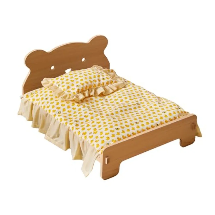 

Деревянная приподнятая кровать для кошек для домашних кошек с удобной сборкой и съемным моющимся матрасом Идеальная кровать для домашних животных для мелких животных включает в себя