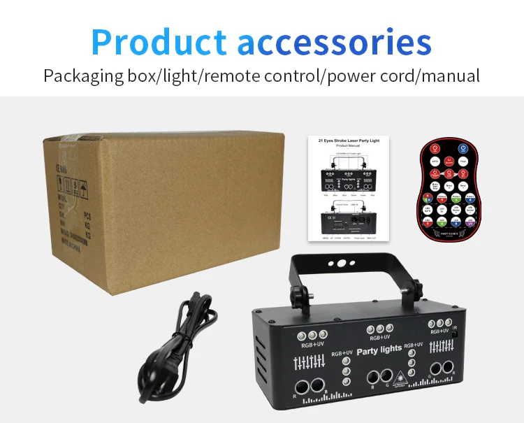 HCWE  21 Lens LED Stage Lamp DJ Projector Strobe Effect Laser Lights Party 21 Eyes Disco Light for Night Club Bar KTV Lighting