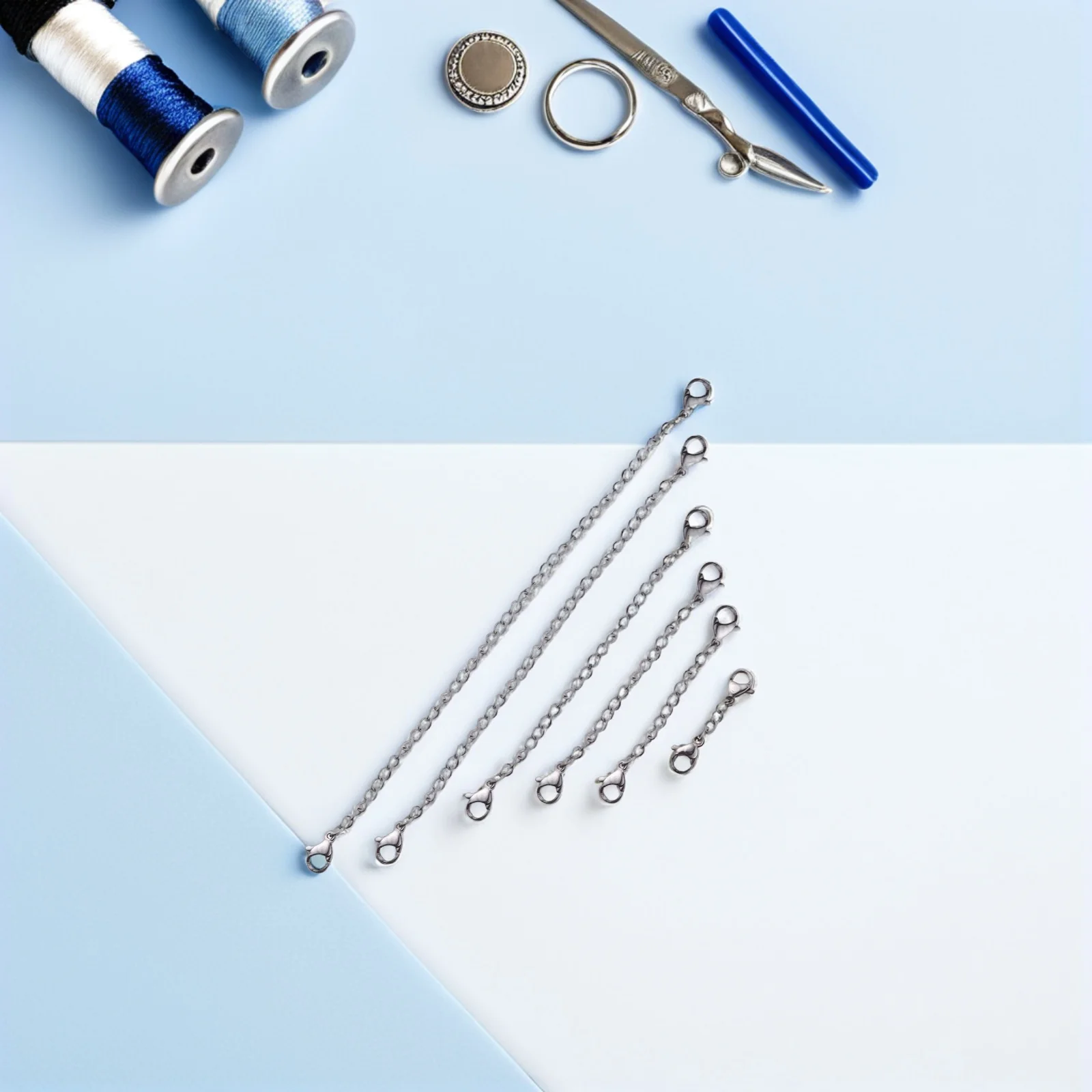 

6pcs Extender Chain Necklace Bracelet Making Stainless Steel Lobster Clasp DIY Supplies Different Sizes