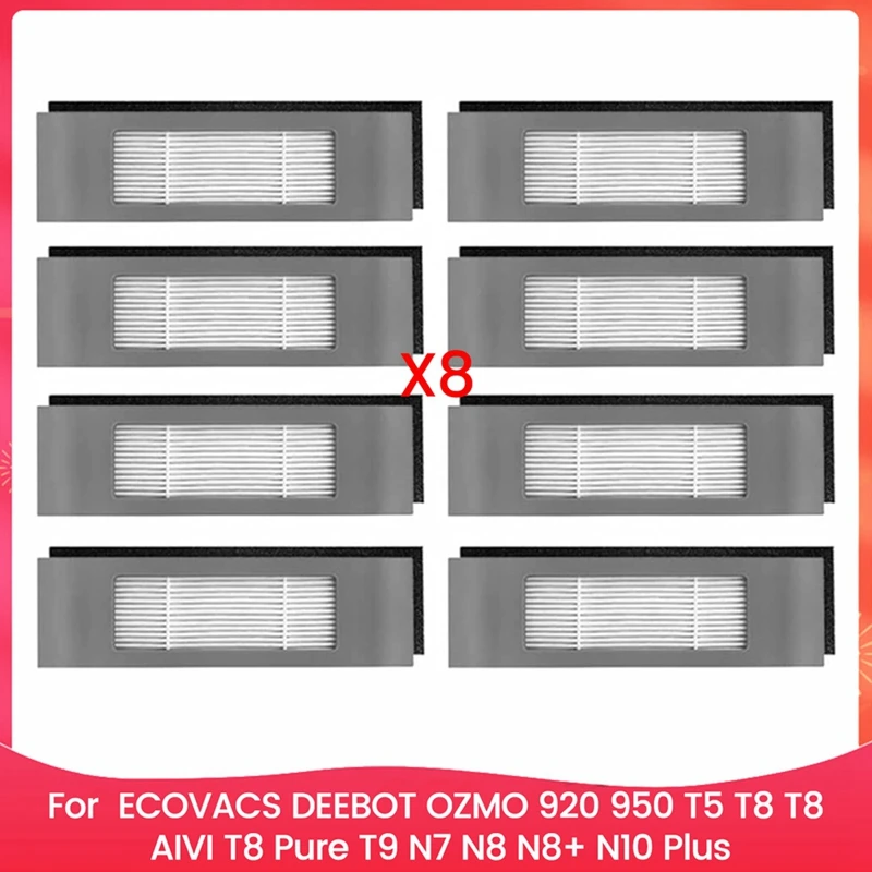 Горячий HEPA-фильтр, 8 шт., для пылесосов ECOVACS DEEBOT OZMO 920, 950, T5, T8, T8 AIVI, T8 Pure, T9, N7, N8, N8+, N10 Plus