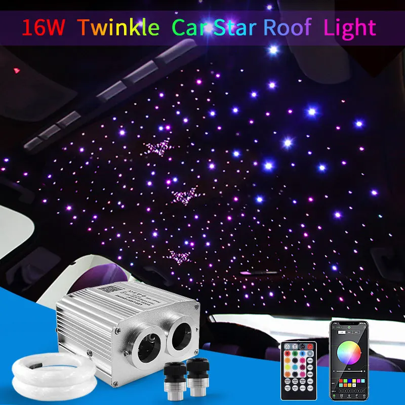 16w Twinkle LED Car Starry Sky Light Roof Star Night Lights Interior Starry Sky Ceiling Auto Interior Stars Fiber Optic Lamp