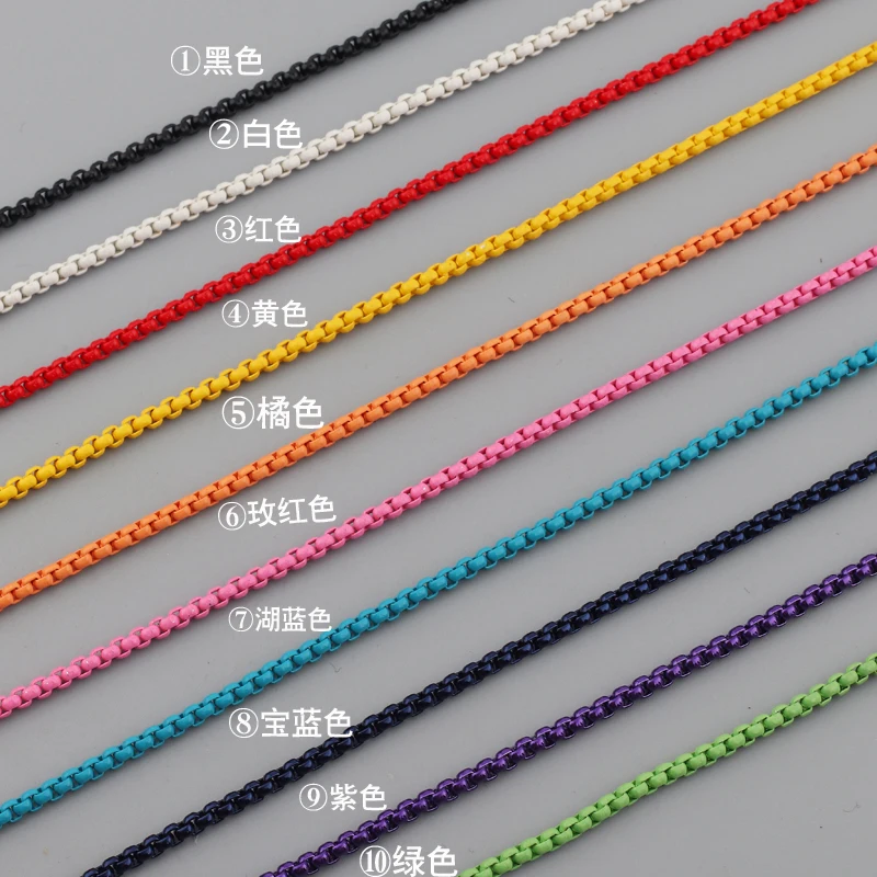 2023 Hot Statement Copper Enamel Boho Rainbow Color Box Chain Choker Necklace For Women Girl Collier femme Summer Bijoux