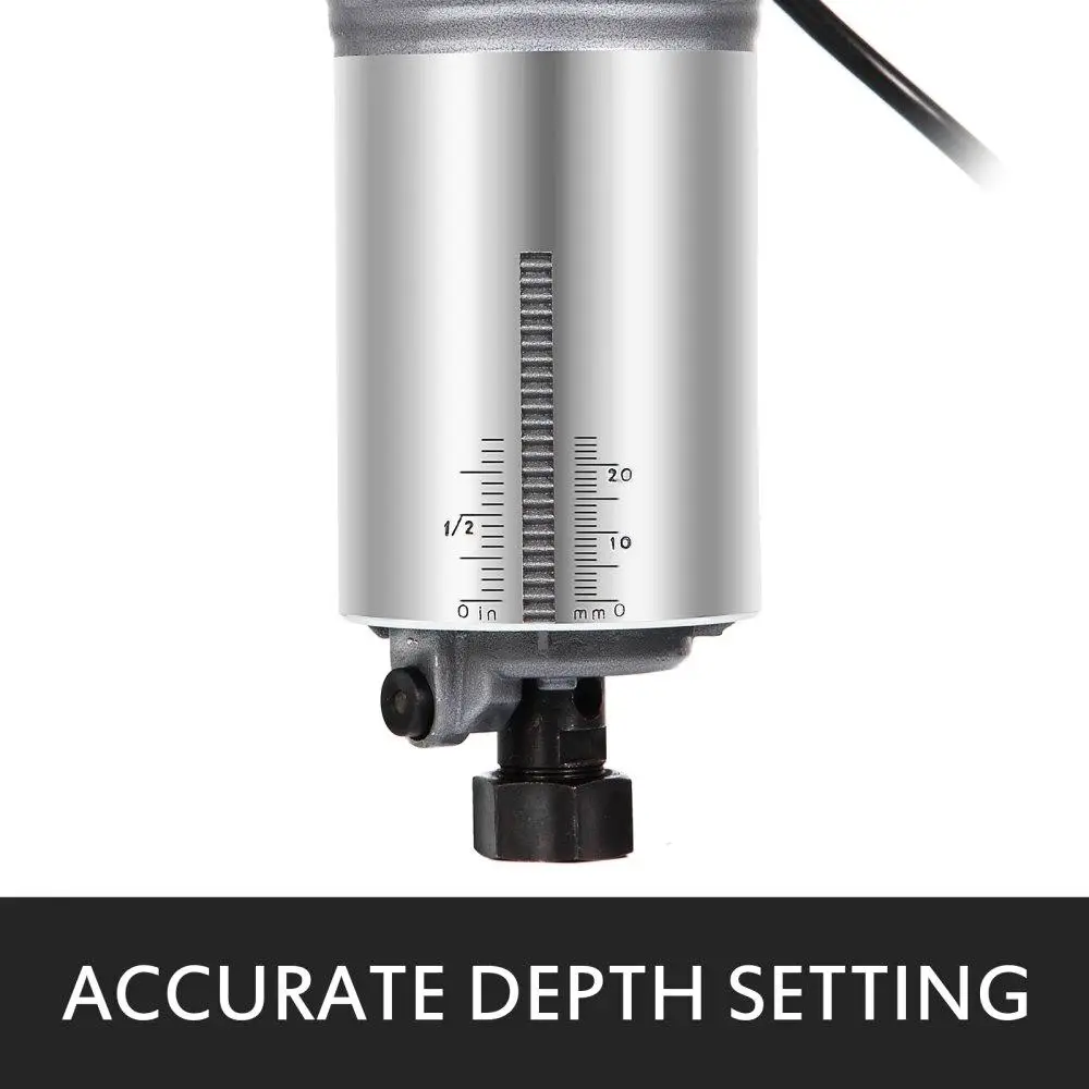 Kompaktes 1,2-Holzfräser-Set mit festem und tiefem Kippfuß, variabel bis zu 30000 U/min, ideal für Holzbearbeitungsprojekte