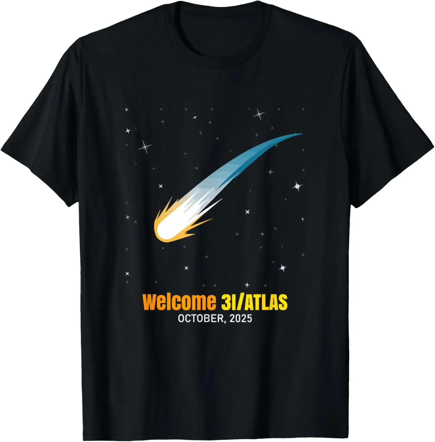

Atlas Comet October 2025 Welcome Space Astronomy Graphic Tee Short Sleeve Cotton Crewneck Shirt