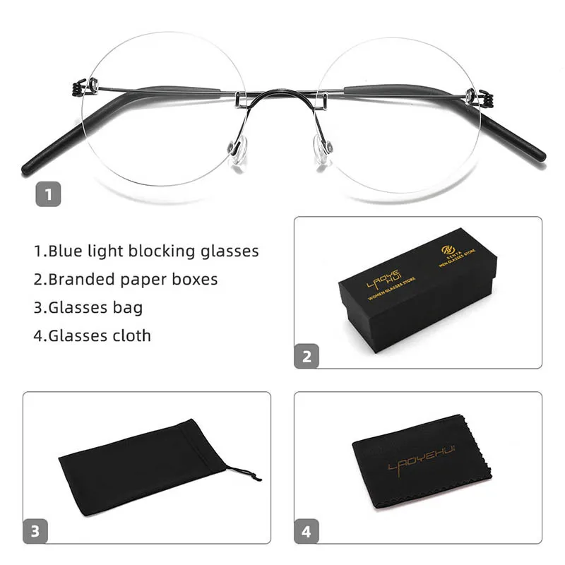 Ultra Light Titanium Frameless Glasses Small Anti-blue Light Computer Eyewear Unisex Eyeglasses Frame Glasses Frameless Eyewear