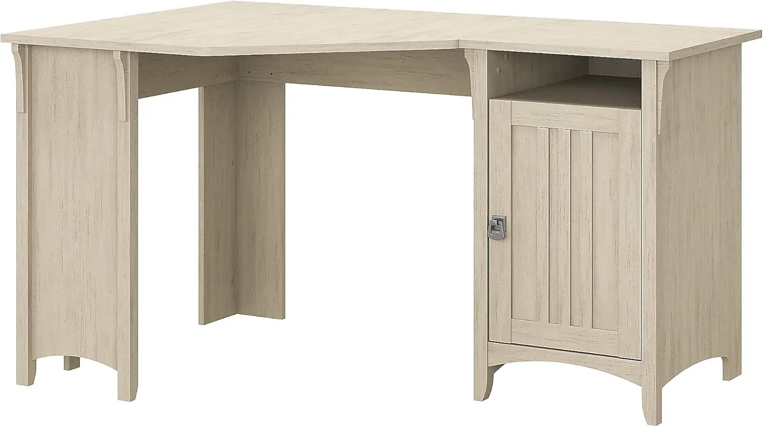 55 Inch W Corner Desk with Storage Cabinet, Antique White (SAD155AW-03)