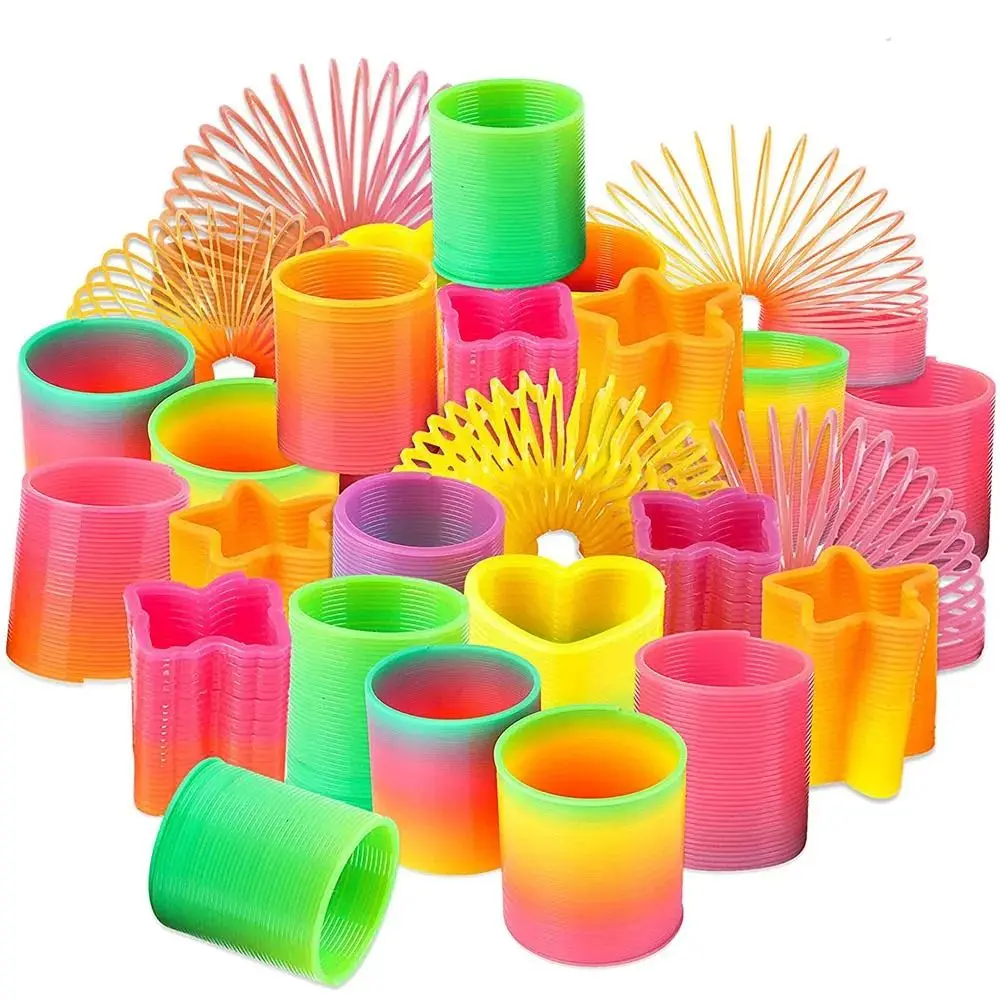 5pcs Multi-Shape Rainbow Magic Springs Plastic Birthday Party Favors Creative Spring Coil Goodie Bag Pinata Fillers Gifts
