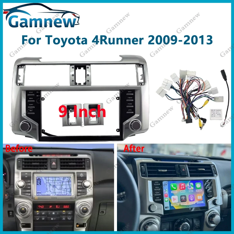 

9 Inch Car Frame Fascia Adapter Canbus Box Decoder Android Radio Dash Fitting Panel Kit For Toyota 4Runner 2009-2013