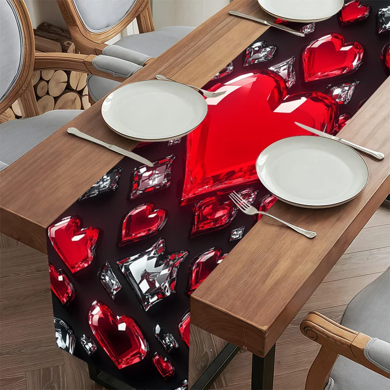 1 Piece of Ruby Heart-Shaped Table Runner, Suitable for Dinner Parties, Holiday Parties, Family Gatherings, Children's Activities, Themed Cafes, Home Decoration, Christmas Markets, Cozy Tea Parties