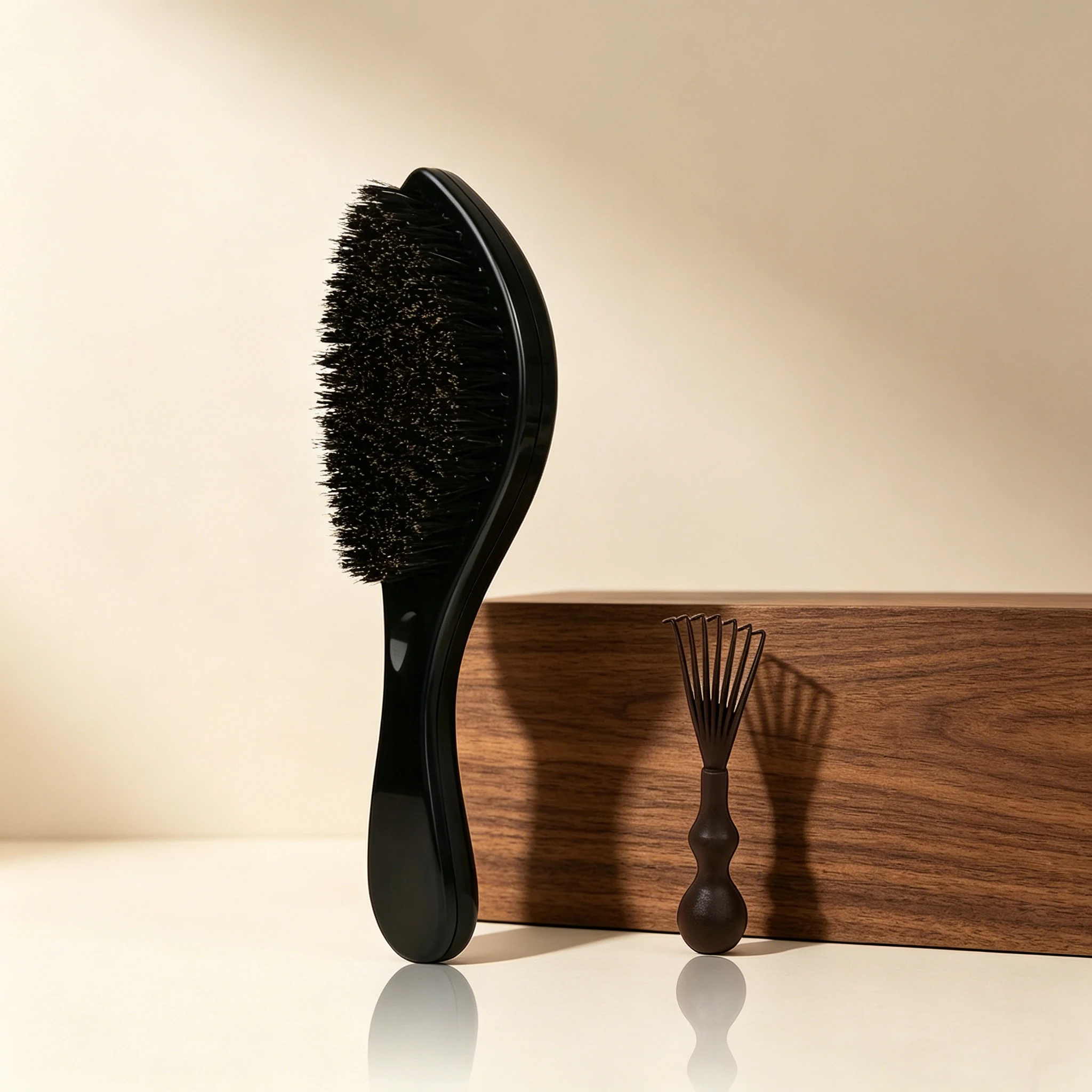 2-Piece Hair Brush Cleaning Set Handheld Styling Hair Brush with Hair Remover Rake Salon Home Hair Care Grooming Tools