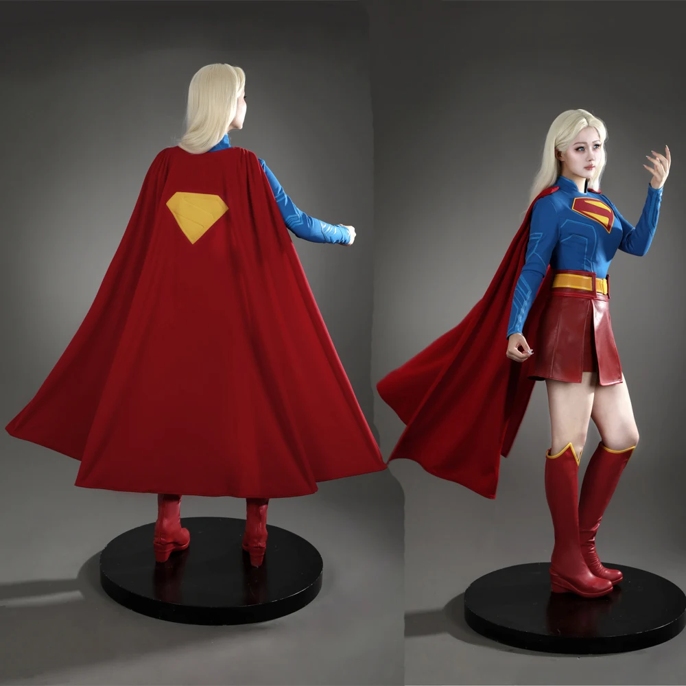 

High Quality Supergirl Cosplay Costumes Jumpsuit Cape Adult Female New Movies Inheritance Role-playing Halloween Sexy Costume