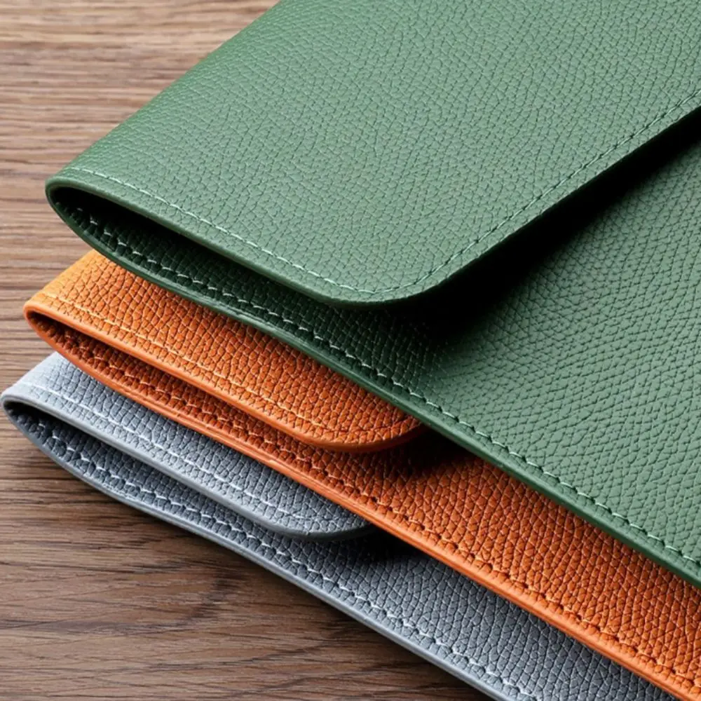 

A4 Handheld File Storage Bag Large Capacity PU Leather Business Briefcase with Magnetic Buckle Solid Color Handheld Laptop Bag