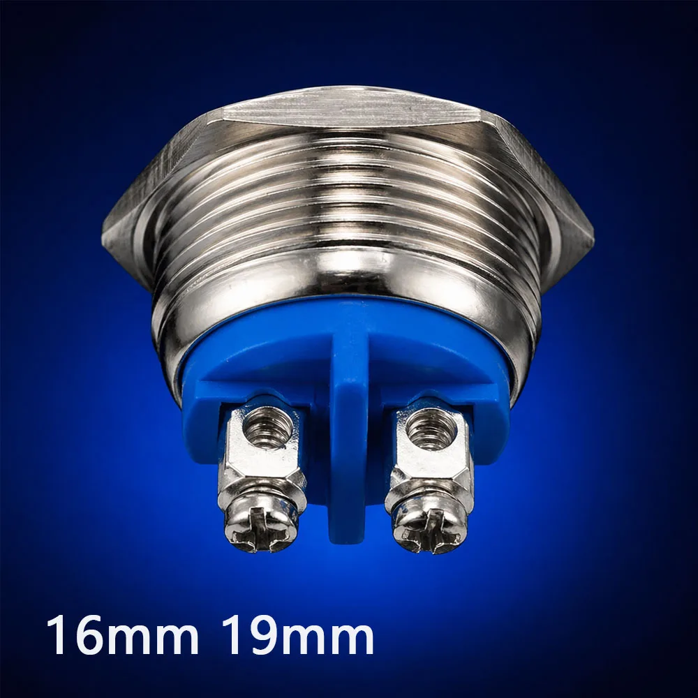 16mm 19mm No Light Doorbell Metal Push Button Switch Momentary Reset Flat Head PC Power Waterproof Screw Terminal Car Engine ﻿