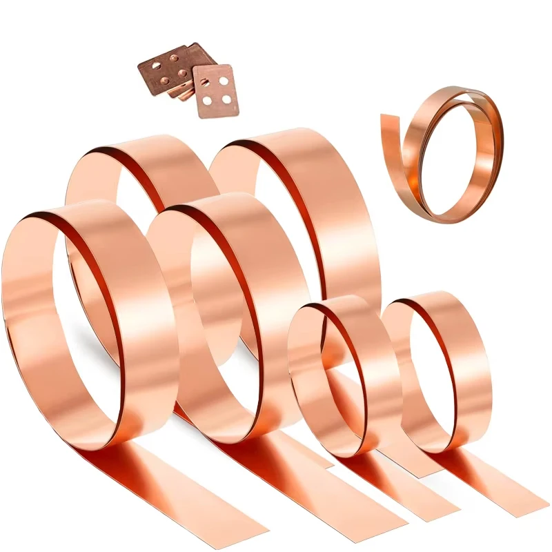Width 10-50mm Pure Copper Strip 0.1mm -1mm Thickness High Purity T2 DIY Copper Foil Grounding Copper Strip Welding Connector