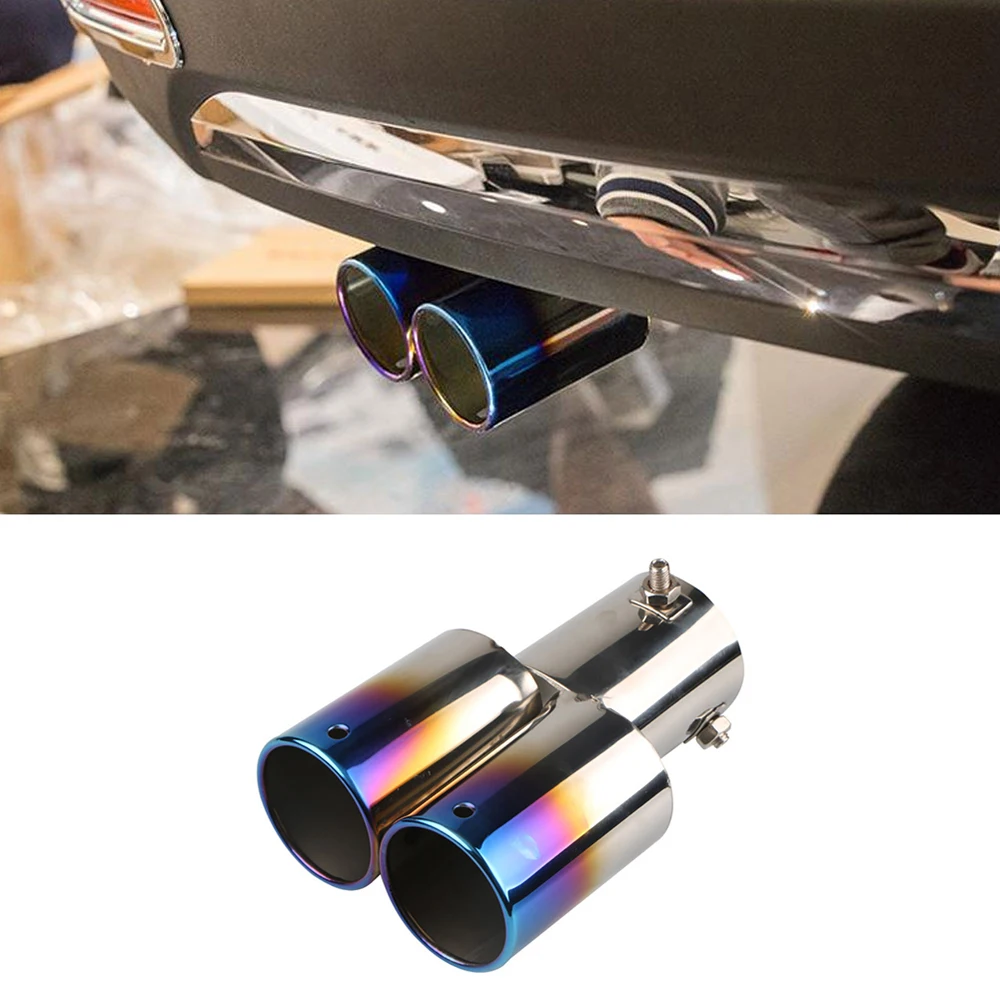 

1 Pc Straight Curved Car Exhaust Tail Pipe Stainless Steel Car Dual Exhaust Tail Throat Muffler Tip Pipe
