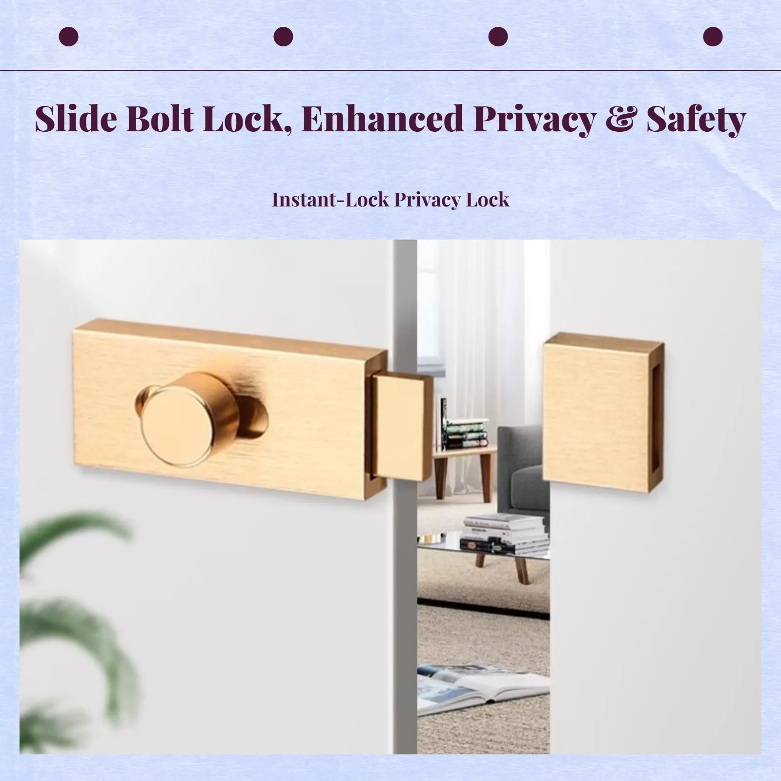 Draagbaar deurslot, schuifgrendel, veiligheidsslot zonder boor, geschikt voor slaapkamer en houten deuren, eenvoudig te installeren, zinklegering